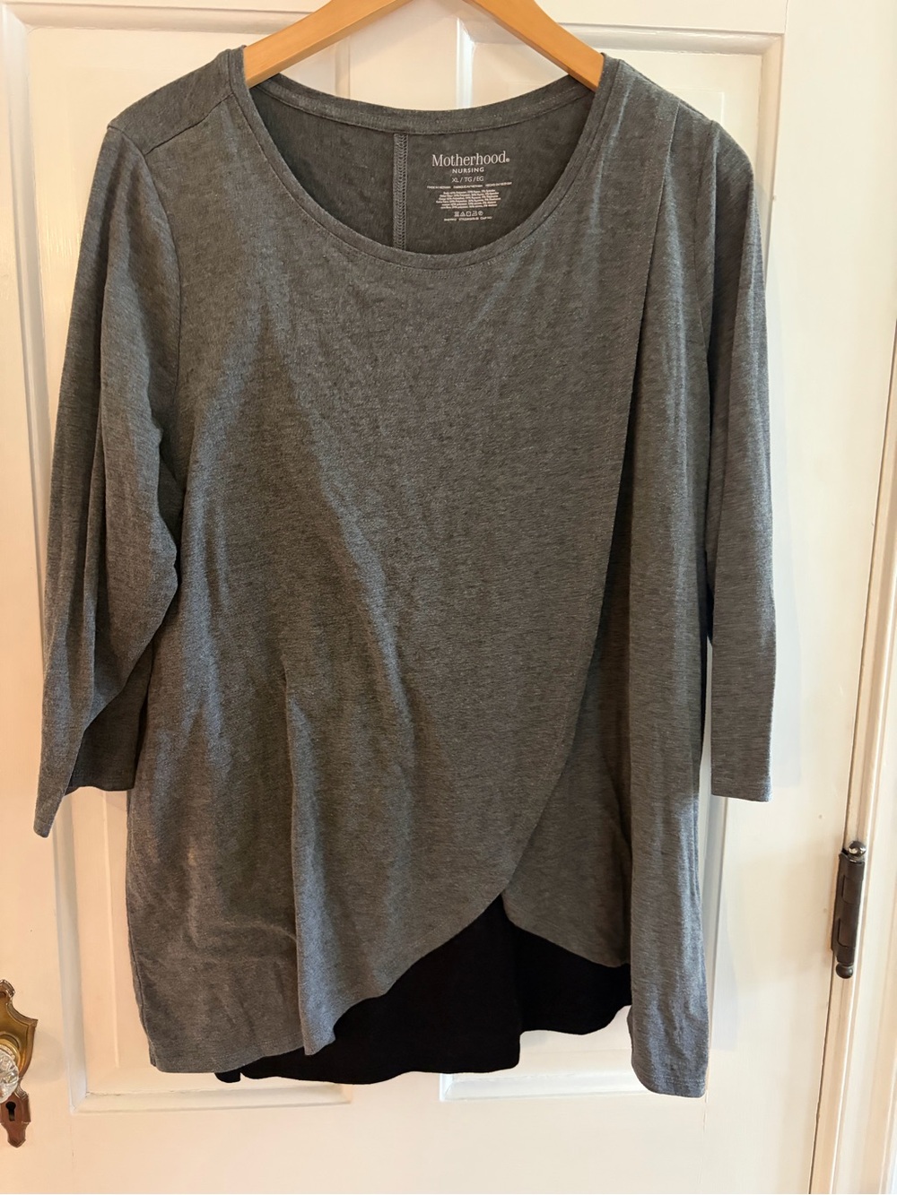 Motherhood Layered Gray Nursing Long Sleeve Top